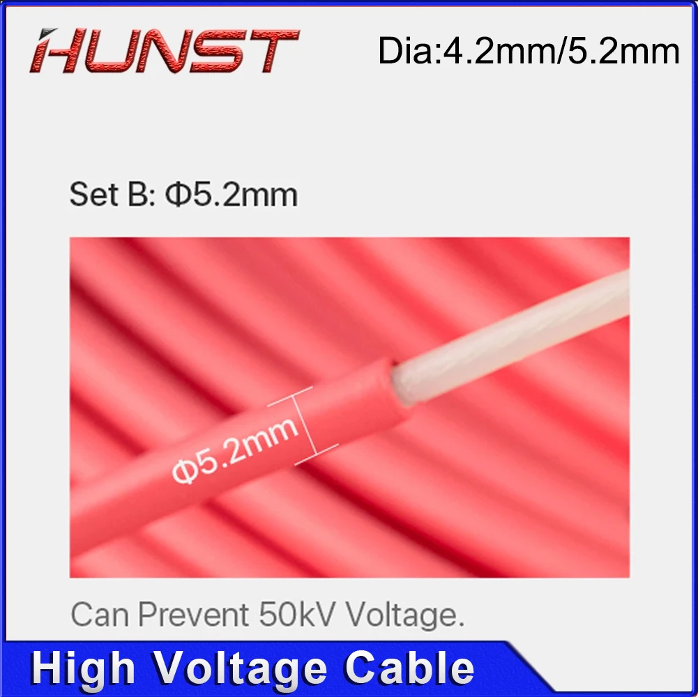 CO2 레이저 전원 공급 장치 및 레이저 튜브 레이저 조각 및 절단기용 HUNST 3/5/10미터 고전압 케이블.