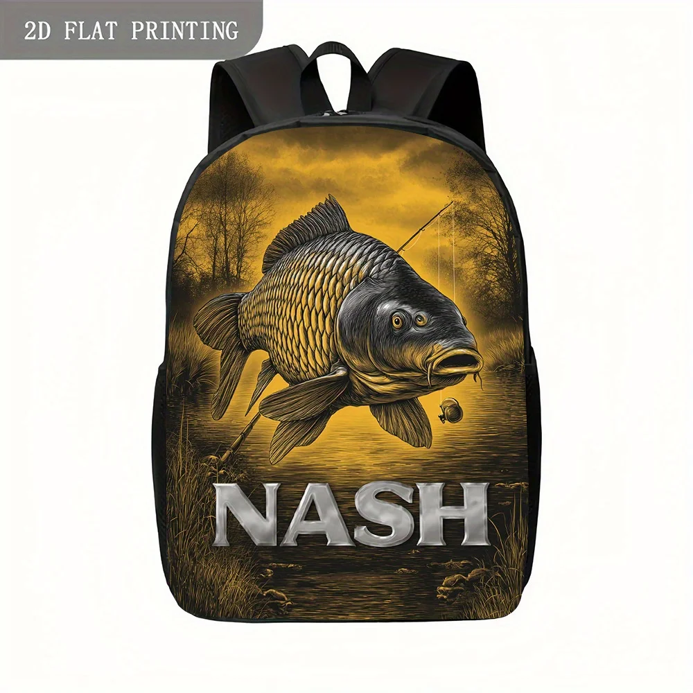 1pc Fishing-Themed Backpack Featuring Nash Artwork And a Nature-Inspired Design, for Teenager, For Teenager
