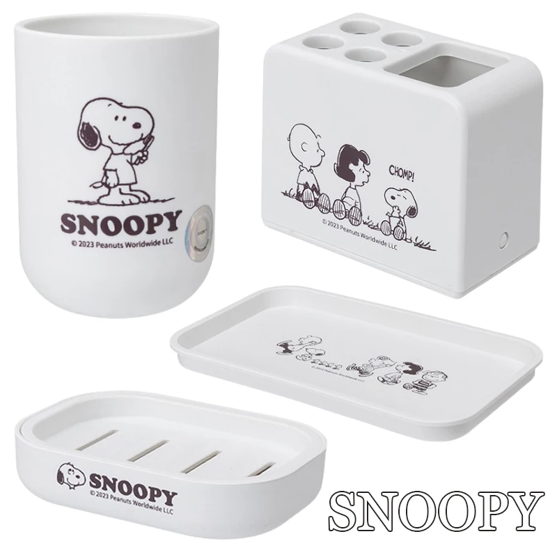 Snoopy Charlie Brown Bathroom Toiletries Cartoon Toothbrush Holder Tooth Cup Soap Box Storage Tray Household Cleansing Supplies