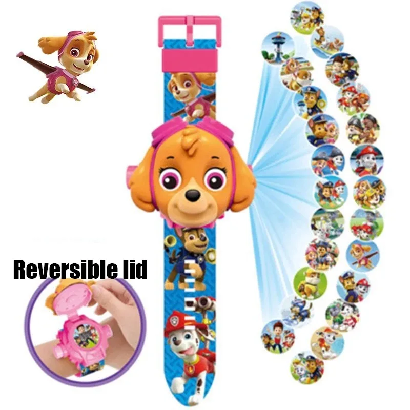 Paw Patrol Watch Cartoon 3D Projection Watch Chase Rubble Marshall Skye Anime Digital Watches Model Children Toy Wristband Watch