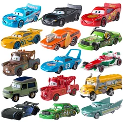 Coches Disney Pixar Cars Lightning McQueen 1:55 aleación Metal modelo coche de juguete Mater Sheriff Metal juguetes vehículos niño niños regalos