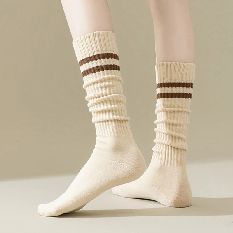 الجوارب للنساء طويلة جديدة عالية الجودة النمط الياباني السيدات جوارب موضة مخطط الفتيات نمط Preppy الإناث جوارب طويلة إلى الركب #5