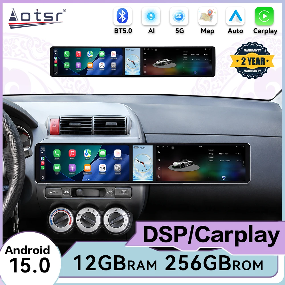 Triple Screen Android Radio For Honda Fit Jazz GE6 GE8 2007~2014 Car Multimedia Player GPS Navigation CarPlay Auto Head Unit