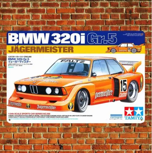 Metallposter Auto-Modell Blechschild Plakette Tamiya 320i Jägermeister Boxart-Aluminium