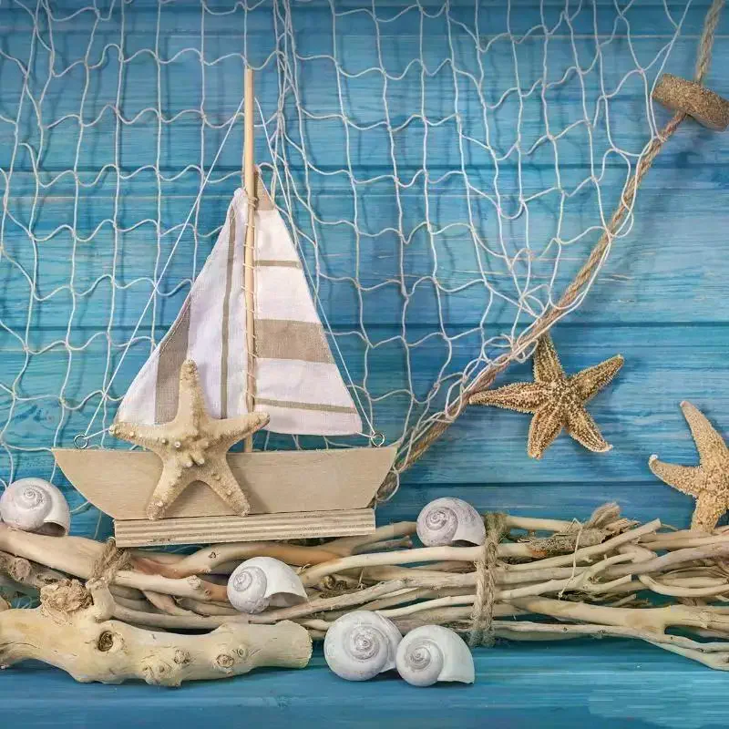 Wall Hanging Nautical Fishing Net Decoration Rustic Style Hawaiian Ocean Beach Theme Graduation Party Decor