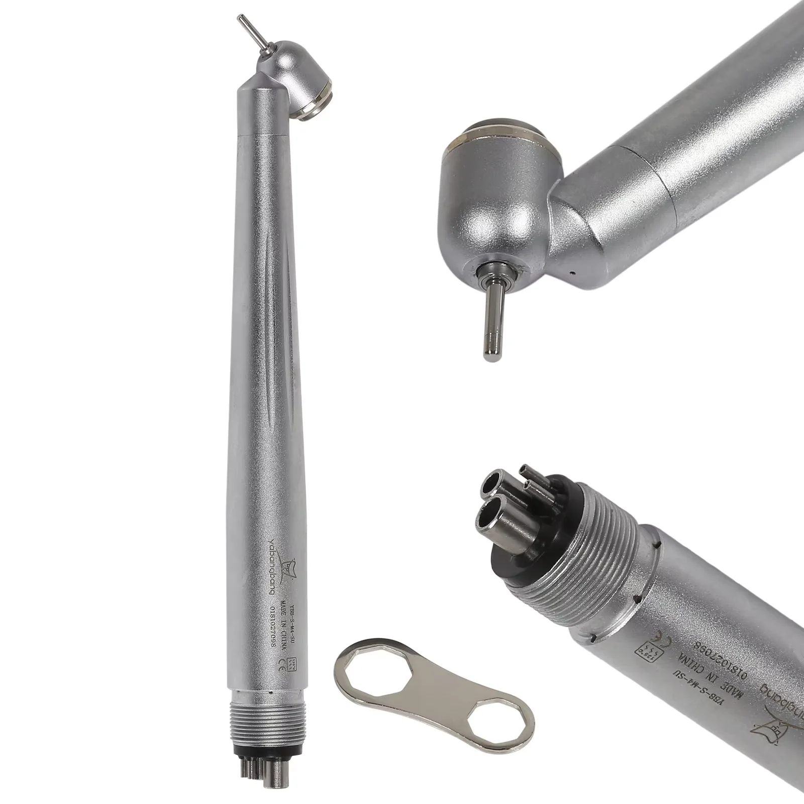 Стоматологическая дрель YABANGBANG, высокоскоростной наконечник, 4 отверстия, одна водяная пружина, 45-градусная головка, воздушная турбина, кнопочный патрон