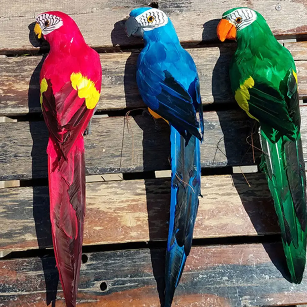 Artificial Parrot Decorative Bird Statue Made of Simulated Feather for Indoor Outdoor Use Garden Lawn Balcony Office Living Room