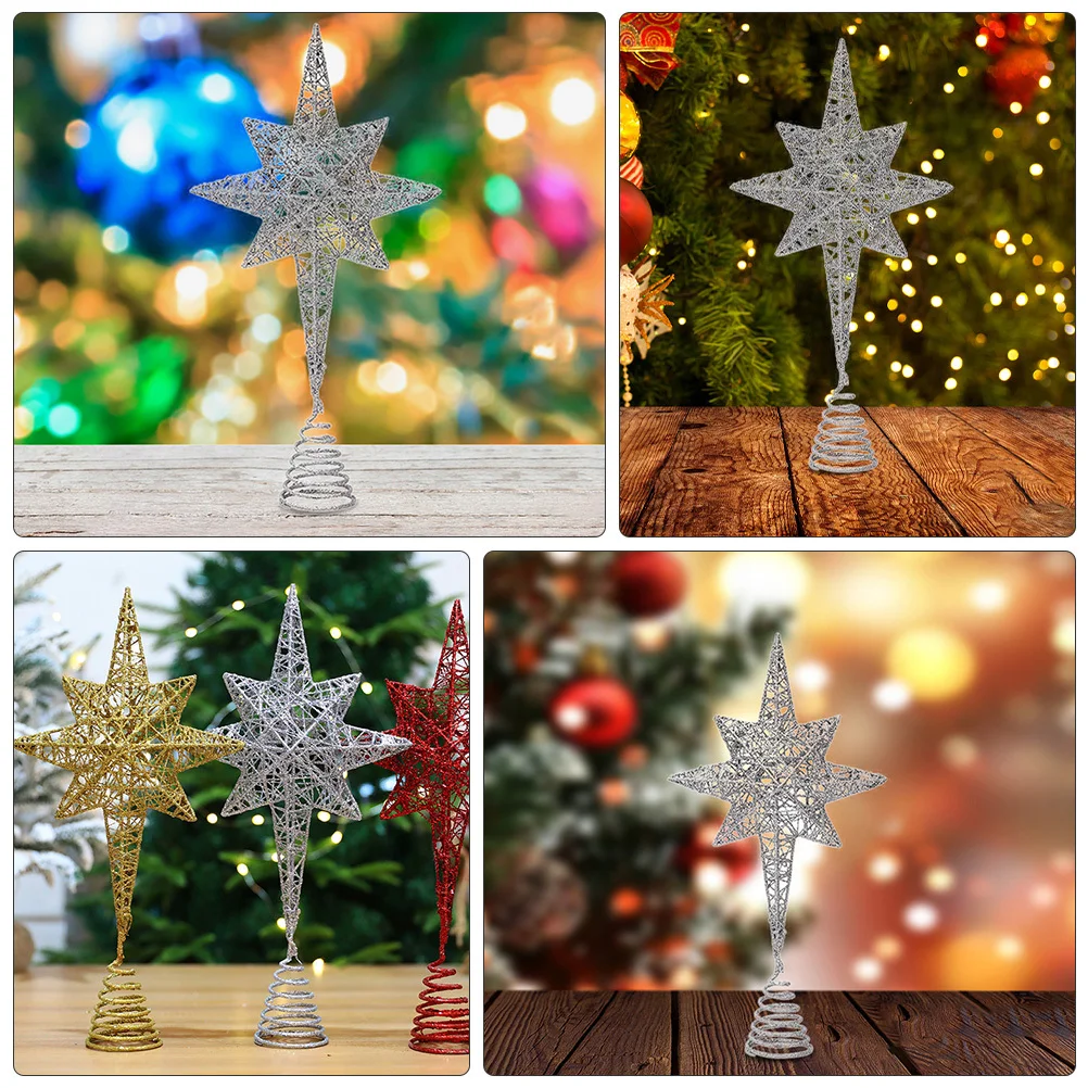 

Elegant Christmas Star Tree Topper Beautiful Color Glittering Xmas Ornament Easy Use Home Decor Party Festival