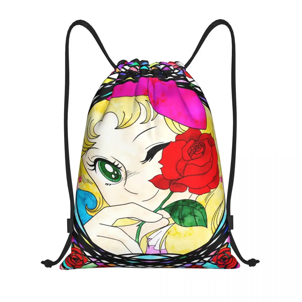 Custom Candy Candy Drawstring Bag Men Women Lightweight Japanese Manga Works Sports Gym Storage Backpack