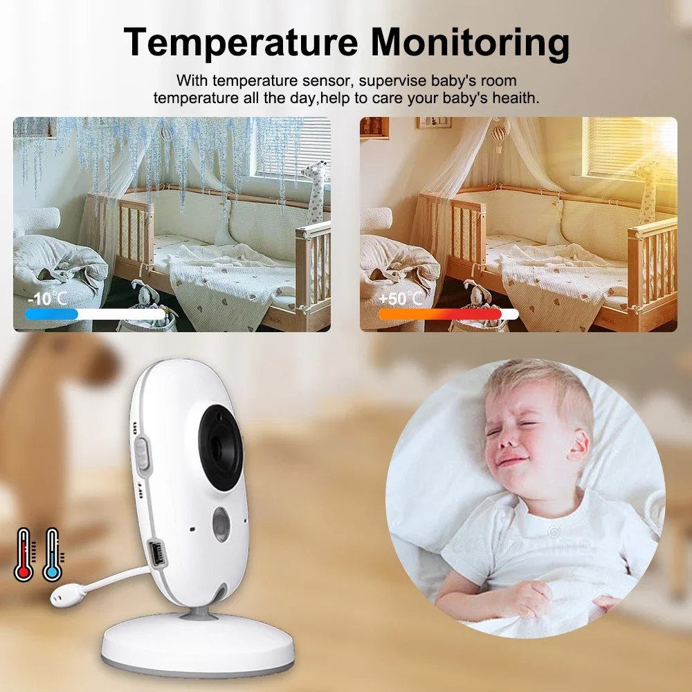 Imagem -02 - Vídeo Baby Monitor Mãe e Crianças Night Vision Câmeras de Vídeo Vigilância Tela de Exibição de Temperatura Áudio Bidirecional 2.4g Vb603