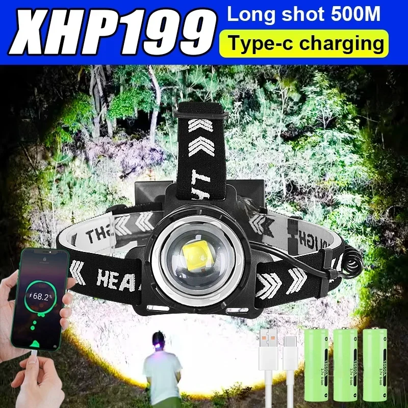 3000000LM Powerful Headlamp 800W Led Sensor Head Flashlight High Power Headlight 18650 Rechargeable Head Lantern Fishing Camping