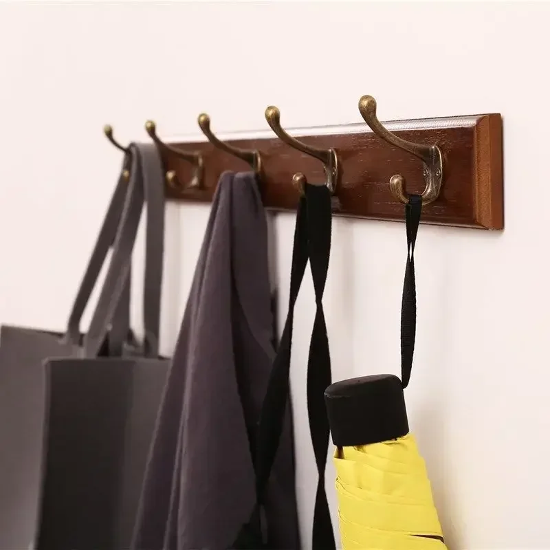 Solid Wood Bedroom Door Rear Hook Wall Hanger Hook Coat Rack Perforated Clothes Hook Home Decoration Organizador Closet