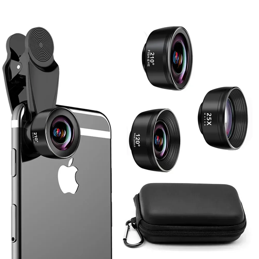 High Quality Fisheye Wide Angle Micro Phone Camera Lens 3 in 1 Set 5K HD Universal Mobile Phone Lens Accessories Kit