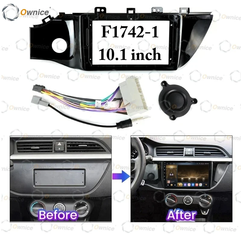 Ownice 2Din Radio Fascia for KIA RIO 4 2016 2017 2018 2019 2020 2021 Stereo Panel Mounting Installation Dash Frame Adapter Bezel