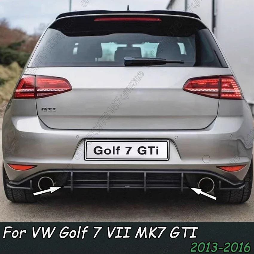 4 Fins Glossy Black Car Rear Bumper Diffuser Rear Side Splitters Spoiler Lip For VW Volkswagen Golf 7 VII MK7 GTI 2013-2016