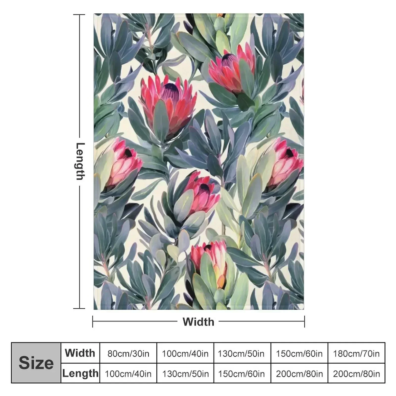 Painted Protea Pattern Throw Blanket Bed Flannel Fabric Vintage Heavy Summer Beddings Thermal Blankets
