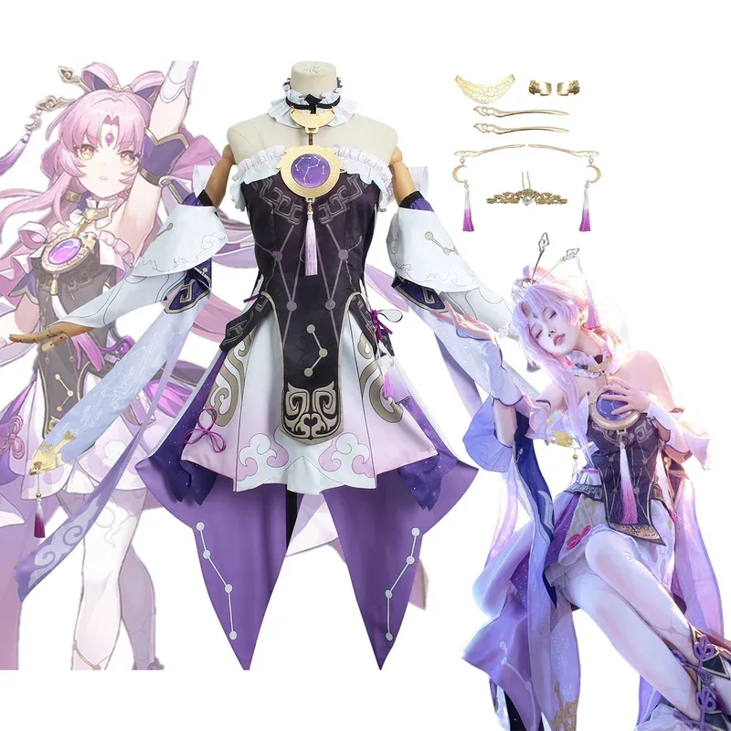 

Fu Xuan Cosplay Costume Game Honkai Star Rail Character Fuxuan Uniform Outfit Halloween Party Women Wig Outfits