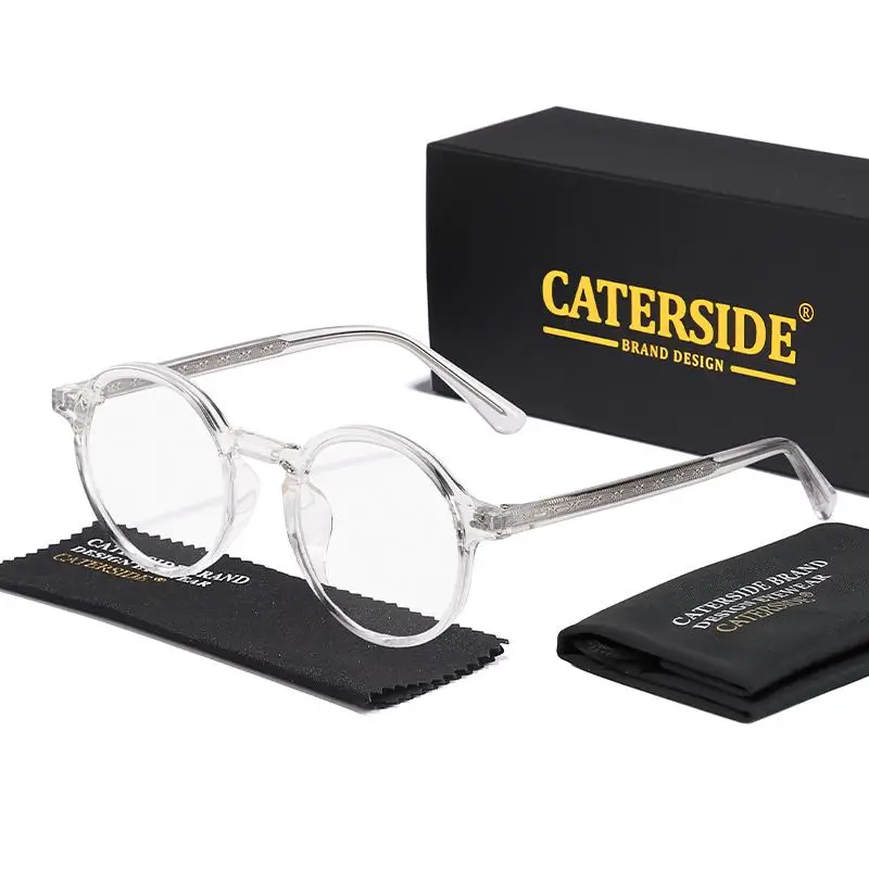 CATERSIDE Retro Männer Brille Runde Hohe Qualität TR90 Rahmen Rezept Brillen Rahmen Frauen Null-Power Objektiv Computer Gläser – Detail 10