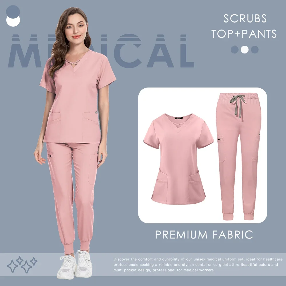 متعدد الألوان صالون تجميل موحدة جيوب بلايز + السراويل زي التمريض النساء الحيوانات الأليفة متجر الطبيب ملابس العمل الجراحة الطبية عمال #3