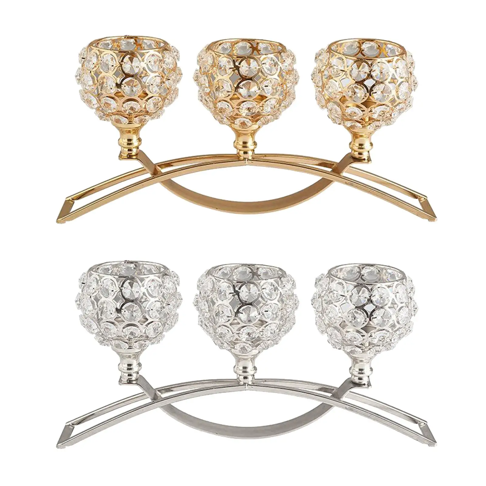 3 Arms Candelabras Crystal Candle Holder Candlesticks Ornament Table Centerpiece