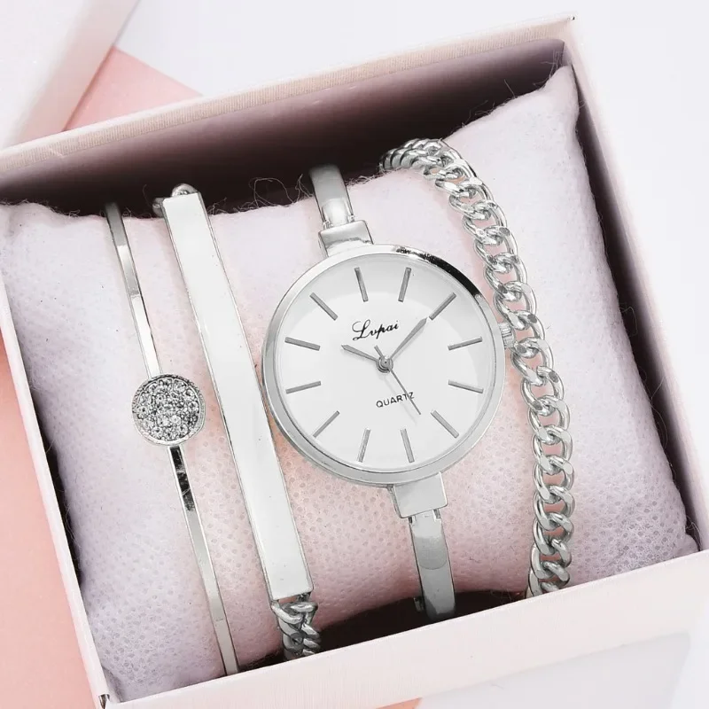 

4pcs Watch for Women Luxury Metal Watchband Business Female Watches Quartz Clock Ladies Watch Fashion Wristwatch Montre Femme