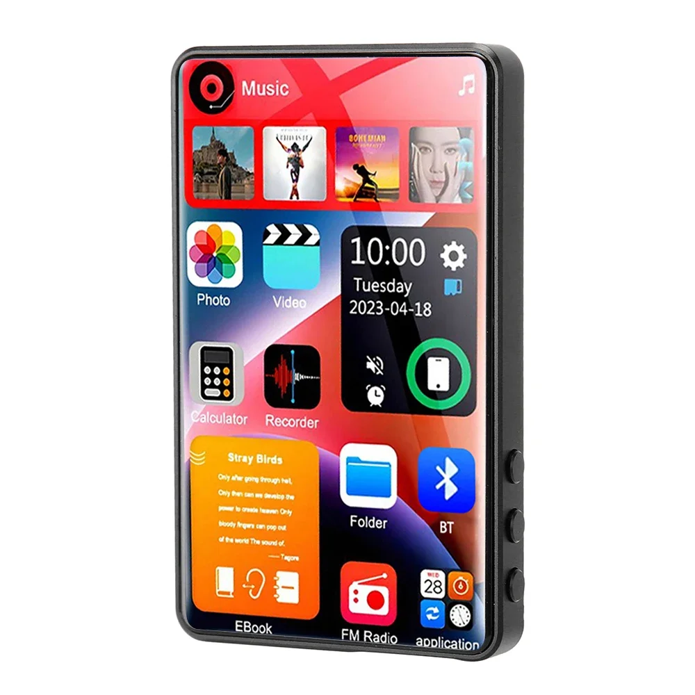 HD4 Zoll WalkmanMP3 Voll-Touchscreen-Musikplayer Bluetooth 5.2 RAM HiFi-Stereolautsprecher MP3 MP4-Videoplayer Eingebaut 16 GB