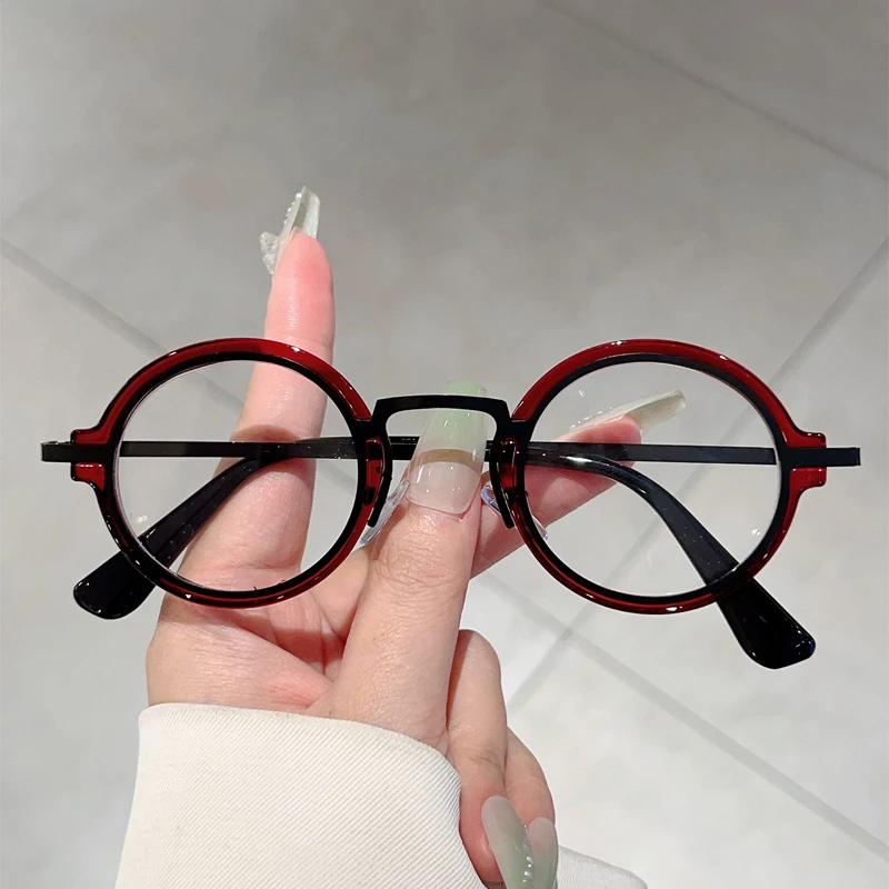 KAMMPT Vintage Round Glasses Men Punk Design Blue Light Blocking Optical Frames New Retro Fashion Non-prescription Eyeglasses