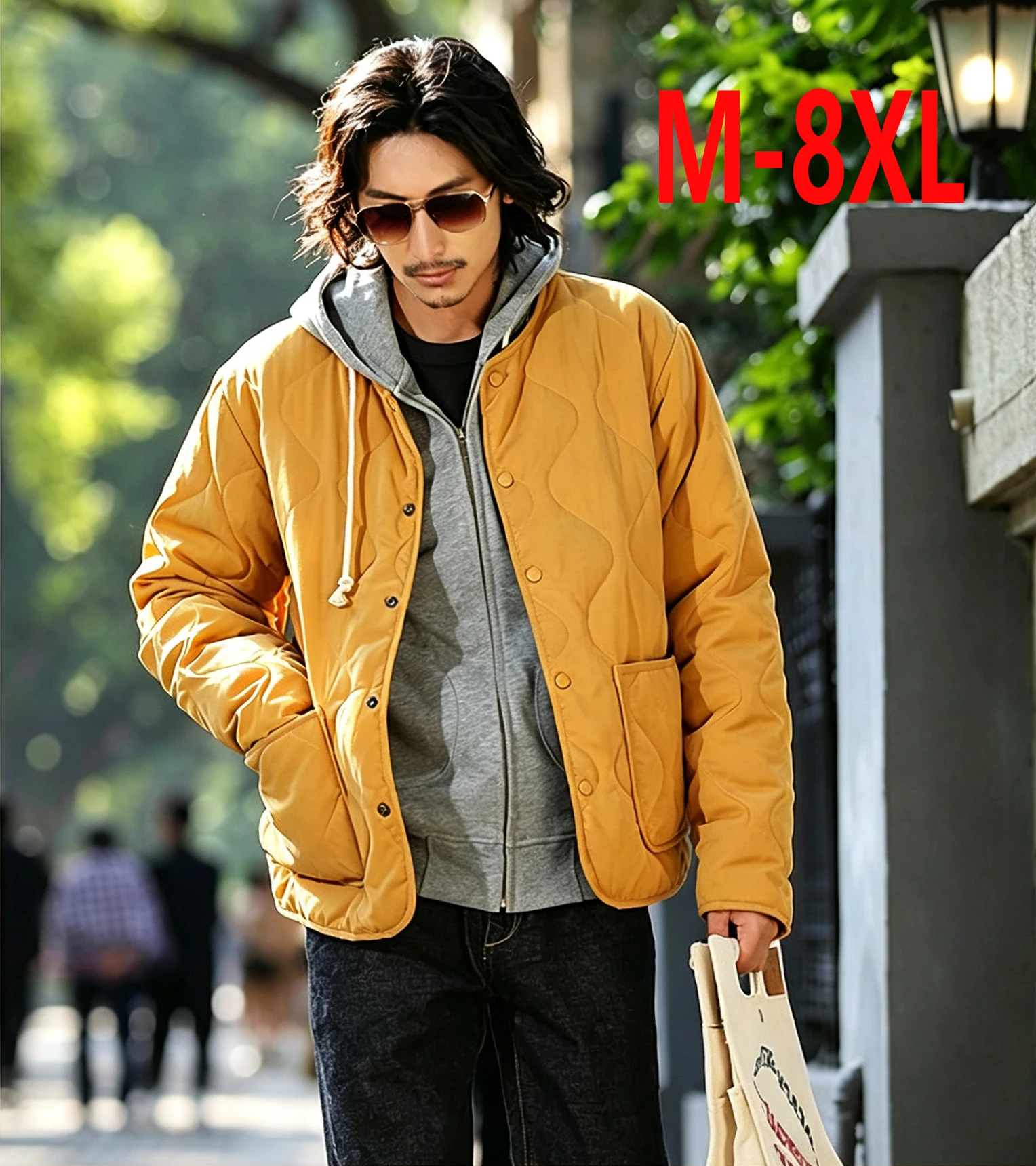 FENROOST Men's Plus Size Winter Warm Quilted Cotton Coat Loose Bomber Collar Button Down Casual Outerwear For Big Guys M-8XL