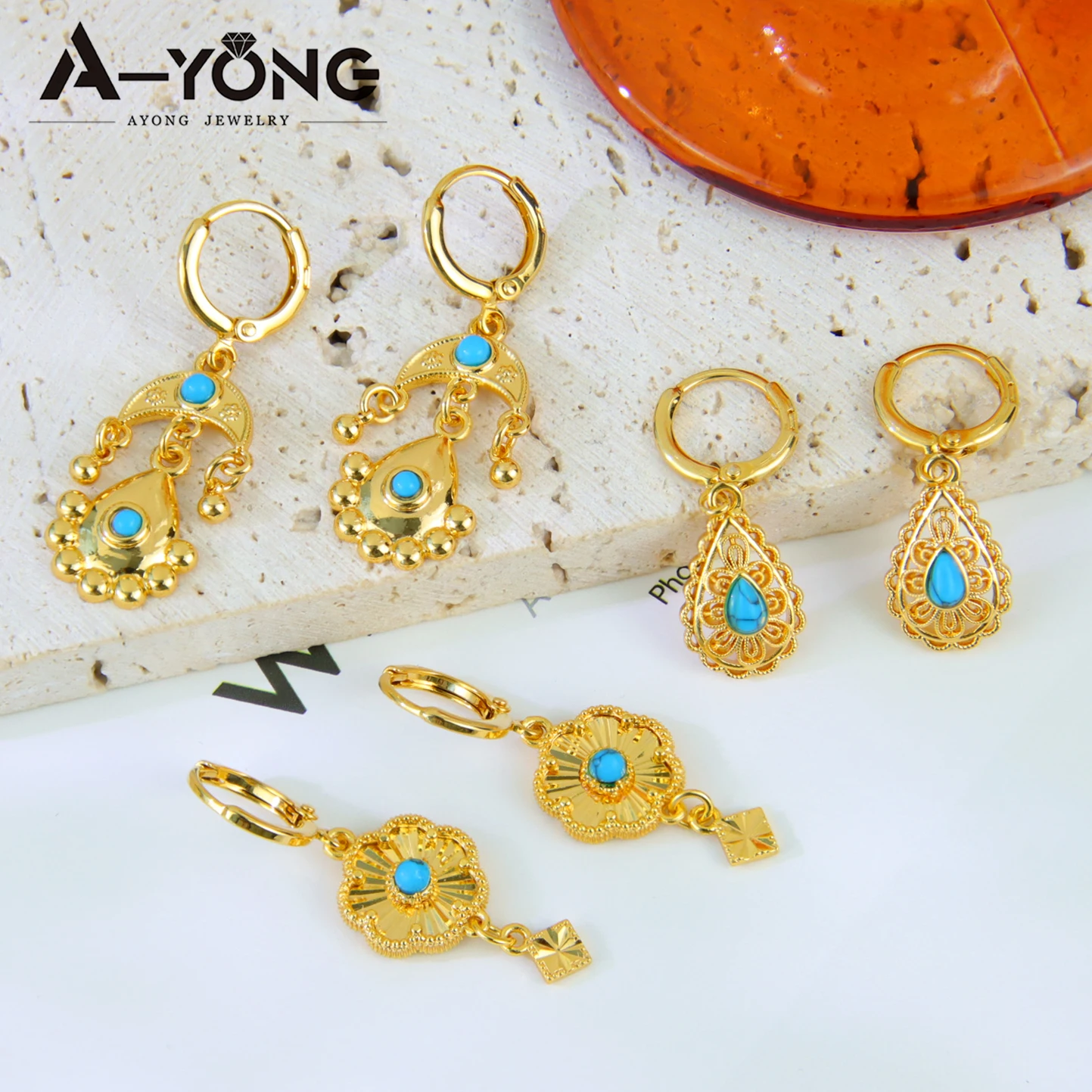 Luxury Muslim Gold Plated Drop Earrings 21k Gold Color Ethiopian Tassel Dangles Earring Dubai Saudi Women Fashion Party Jewelry