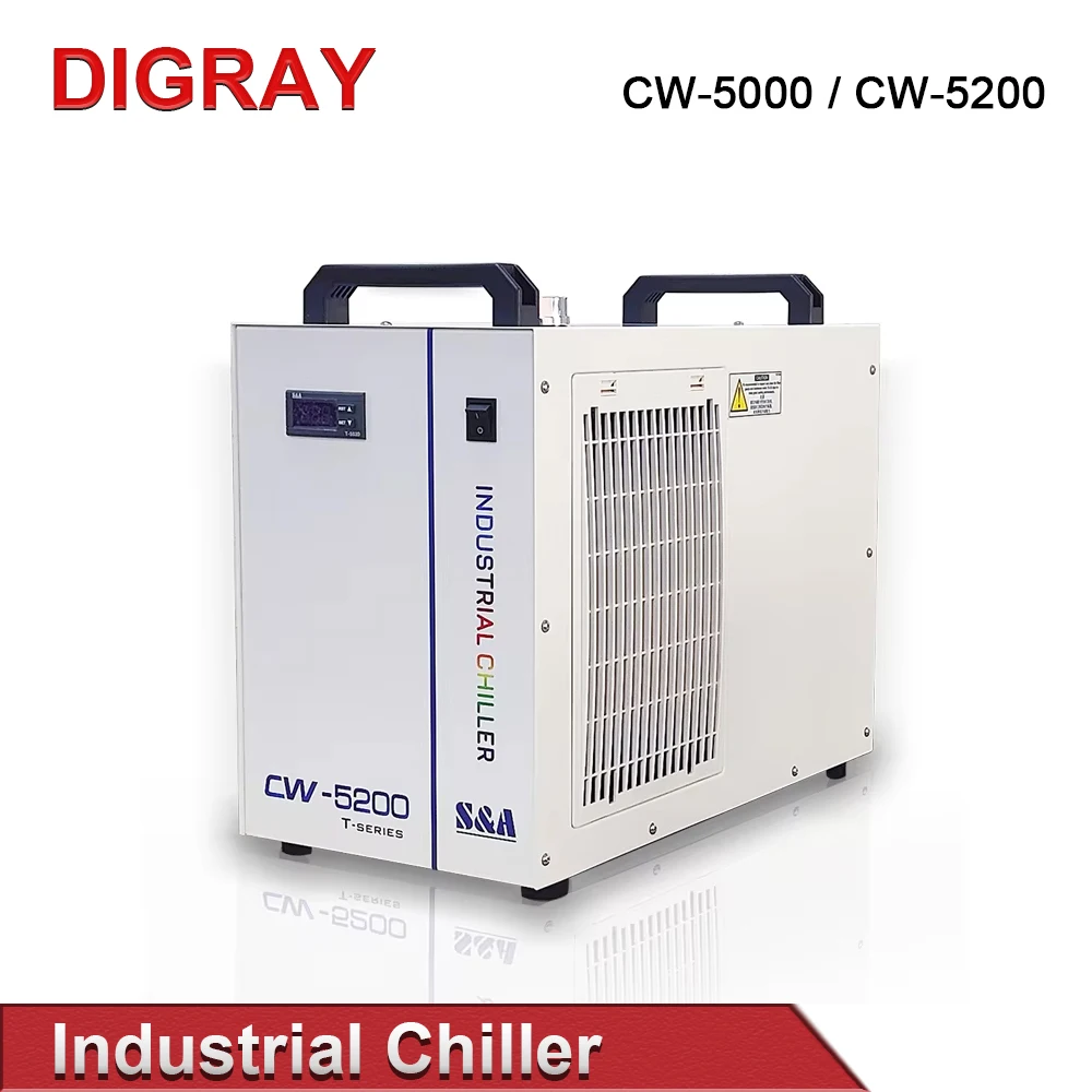 DIGRAY S & A CW5000 CW5200 CW5202 صناعة مبرد المياه لآلة قطع النقش بالليزر CO2 تبريد 80 وات ~ 150 وات أنبوب ليزر
