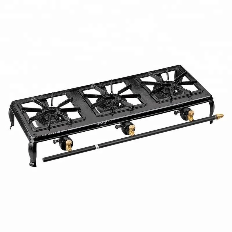 Portable Outdoor 3 Burners Double Cast Iron Propane Camping Gas Stove