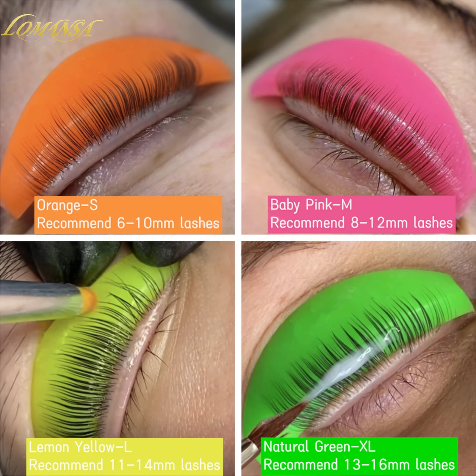 Lomansa 4 Pairs L Curl Silicone Eyelash Perm Pads Sticky Lashes Rods Shield Lifting 3D Eyelash Curler Accessories Makeup Tool