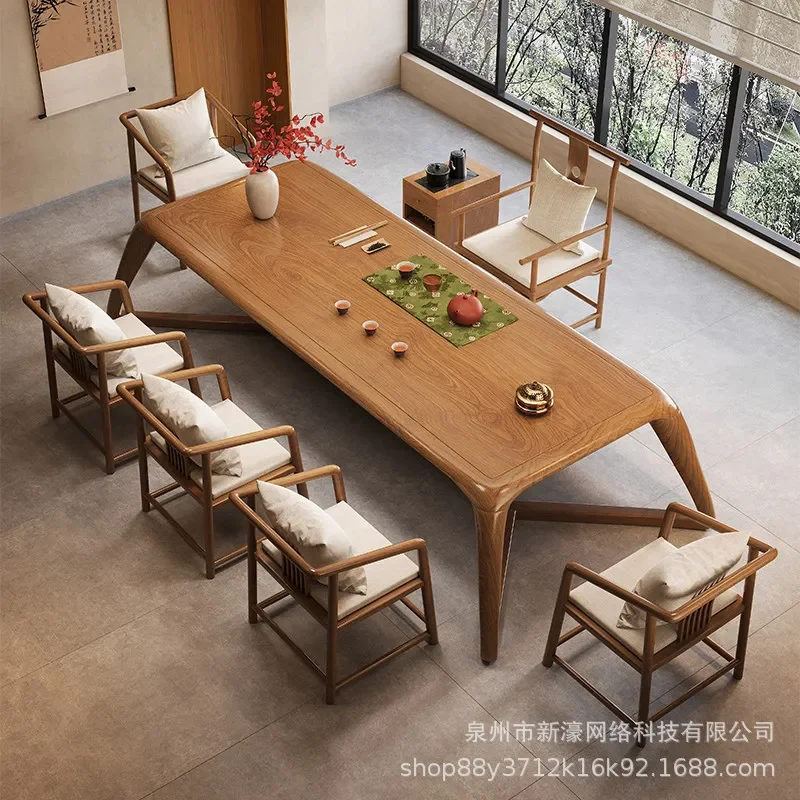 New Chinese Arhat Bed Tea Table and Chair Set for Home Living Room Office Reception Zen Style High End Kung Fu Tea Table