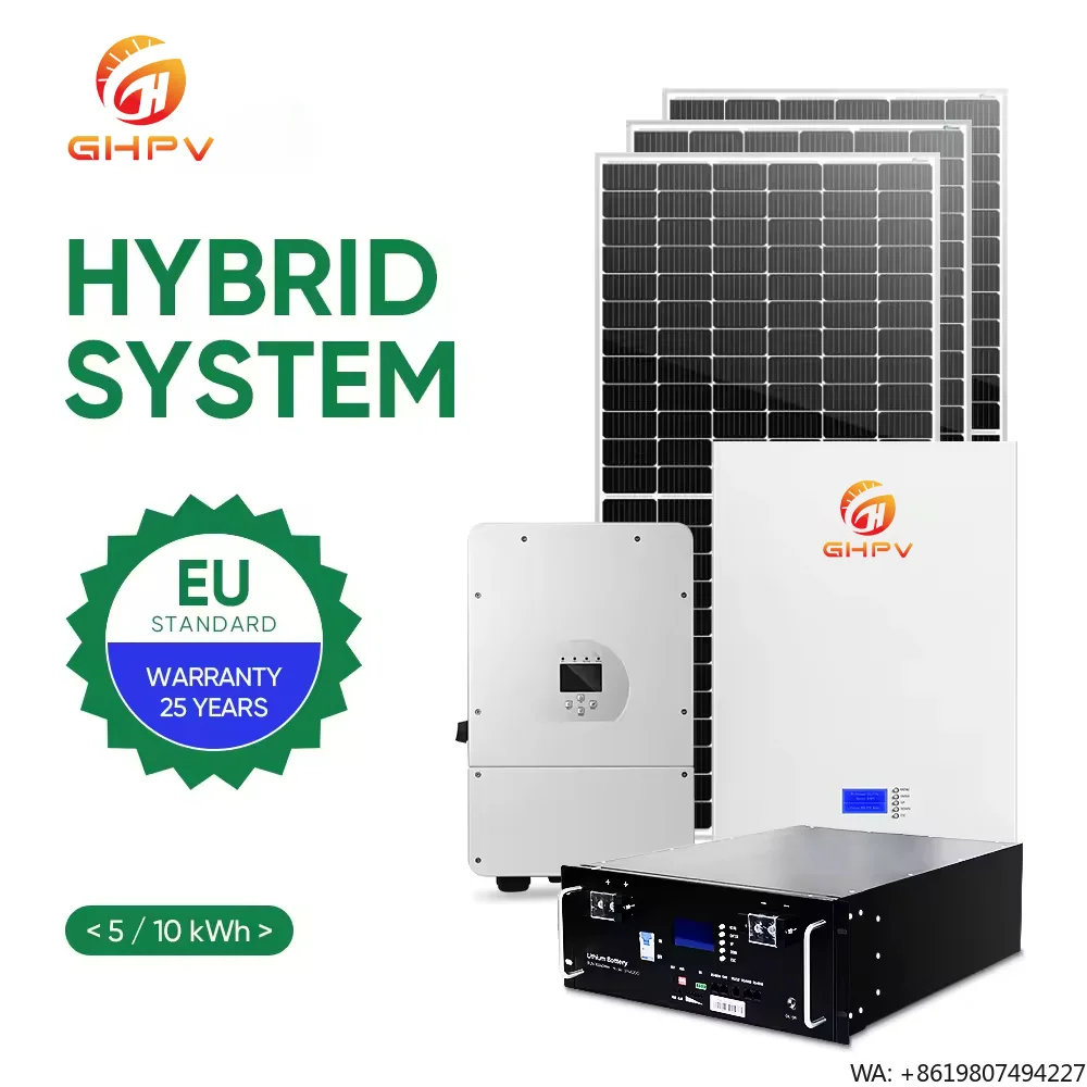 GHPV Off Grid Hybrid Solar Energy Storage System 5KW 10KW 20KW 30KW 10KVA All in One Solar Panel Power System Home Full Set