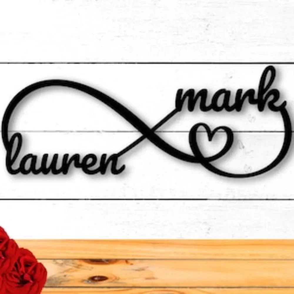 Personalized Engagement Gifts Newlywed Sign Presents Metal Wall Art Signs Infinity Symbol Custom Newly Wed Keepsakes Windows