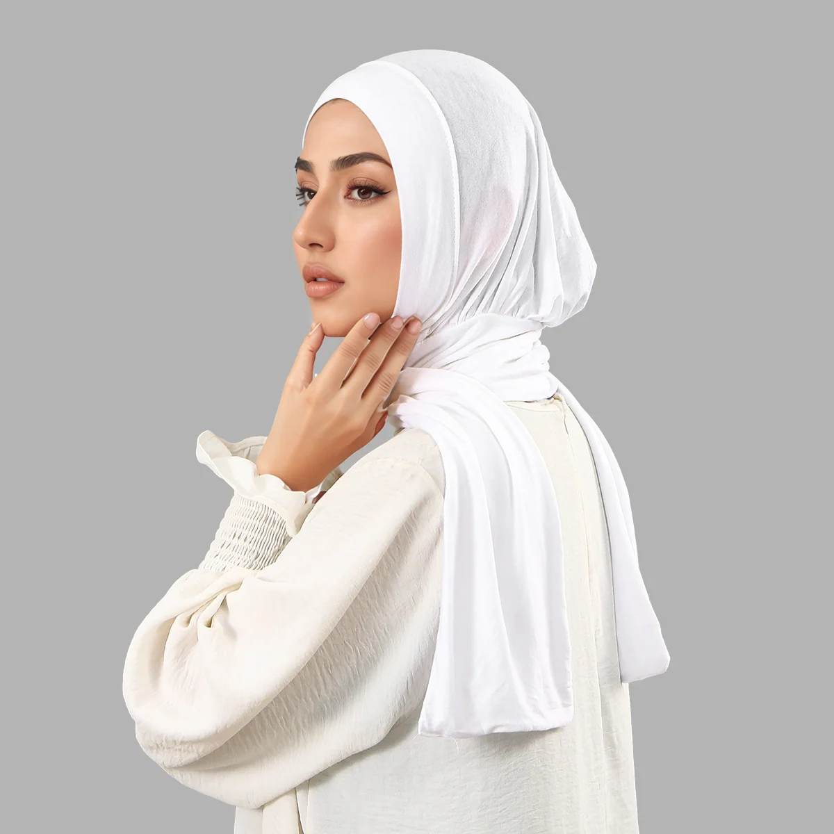 Cotton Jersey Hijab With Button Muslim Instant Sport Hijab Fashion Rayon Islamic Headscarf Head Wraps Ramadan Eid Turban