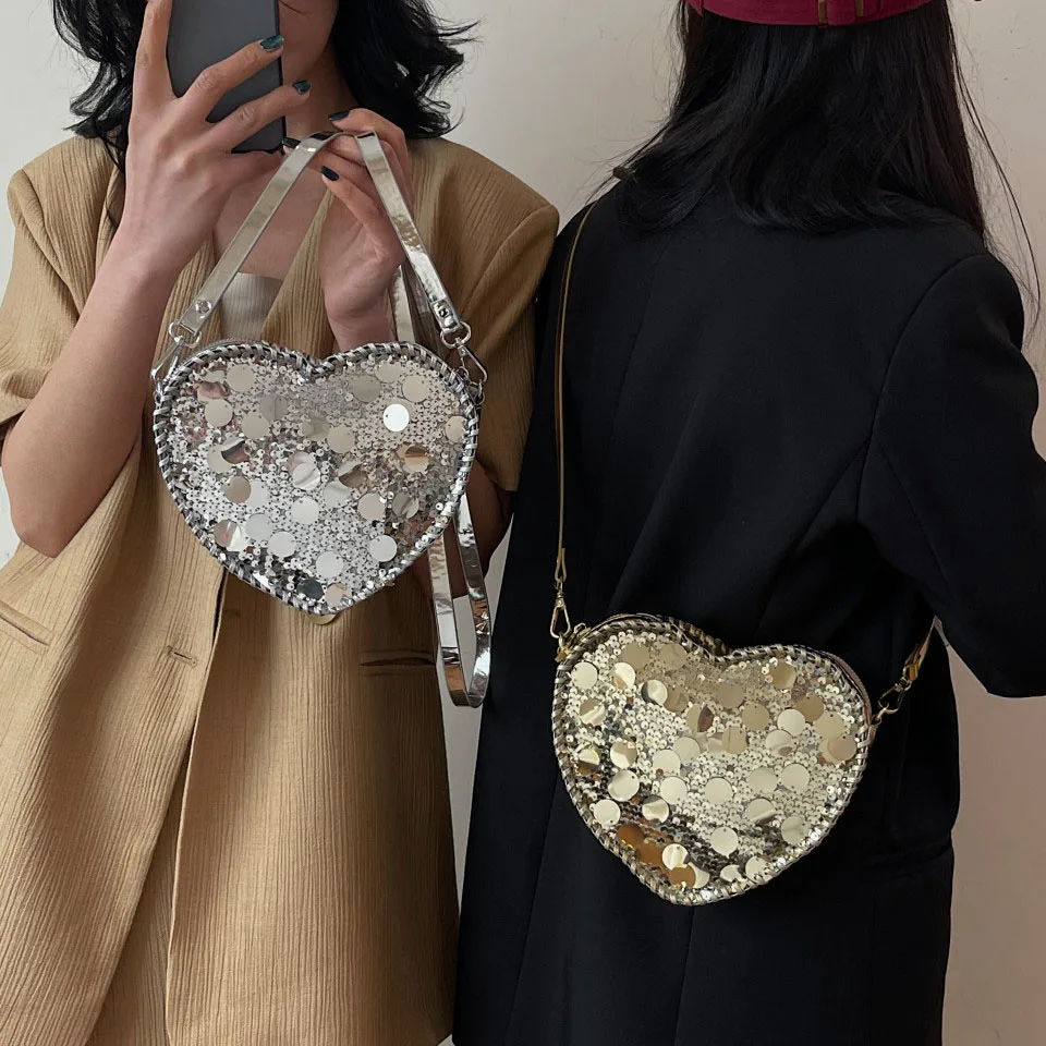 Exquisite Mini Crossbody Bag for Women 2026 Autumn New Sequined Phone Pack Textured Commuter Zipper One Shoulder Bags