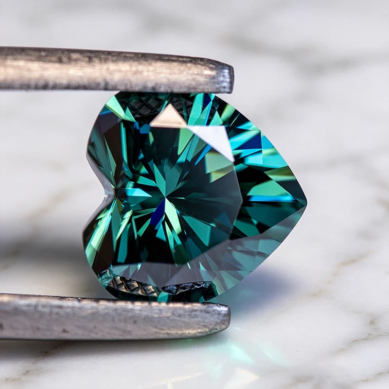 Moissanit-Stein Natürlicher Smaragdgrüner Herzschliff-Edelstein für DIY-Schmuck, Ringe, Ohrringe, Herstellungsmaterialien mit Zertifikat – Detail 5