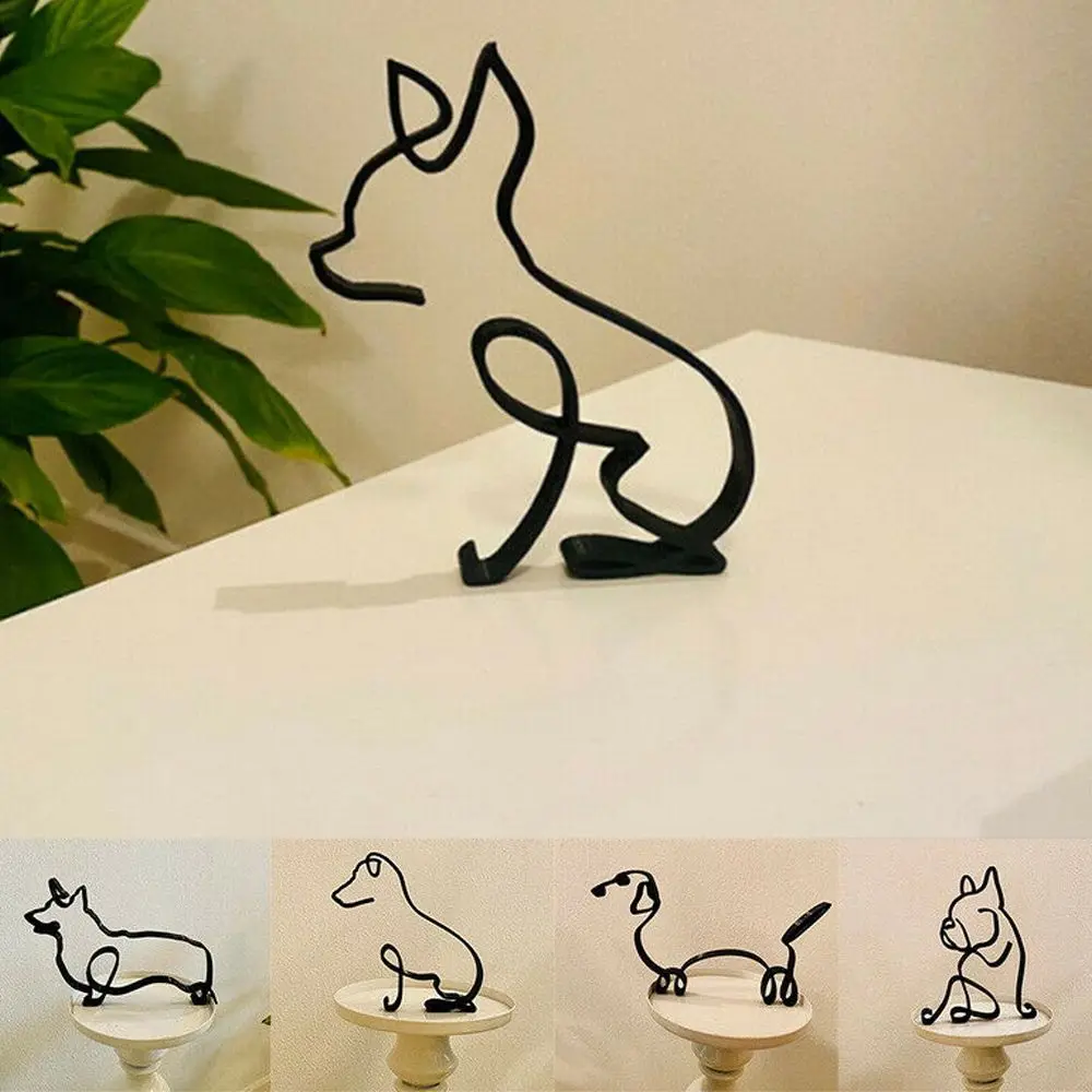 Dachshund Labrador Wrought Iron Chihuahua Pastoral Dog Art Figurine Simple Statue Modern Animal Sculpture Abstract Dog Ornament