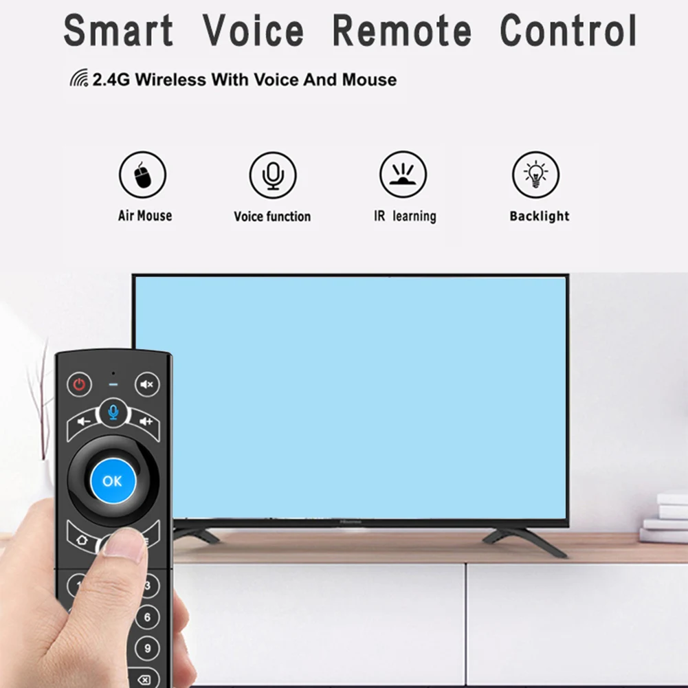 G21 Pro Control remoto por voz 2.4G Teclado inalámbrico Air Mouse con giroscopio de aprendizaje IR para Android TV Box (naranja)