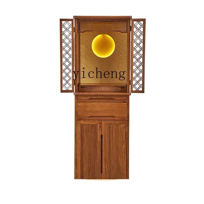 vertical cabinet with door and backlight new Chinese living room solid wood household economical vertical cabinet