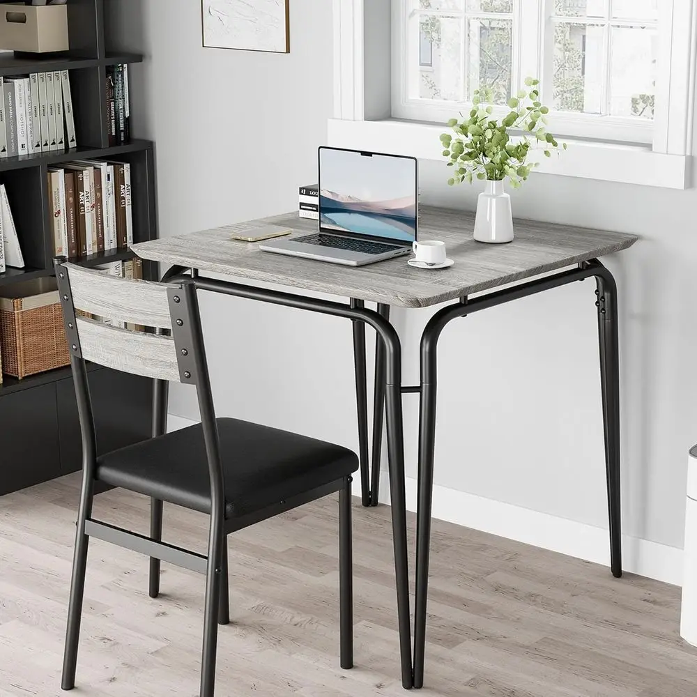 طقم طعام مدمج لشخصين من خشب البلوط مع طاولة وكراسي للمساحات الصغيرة #4