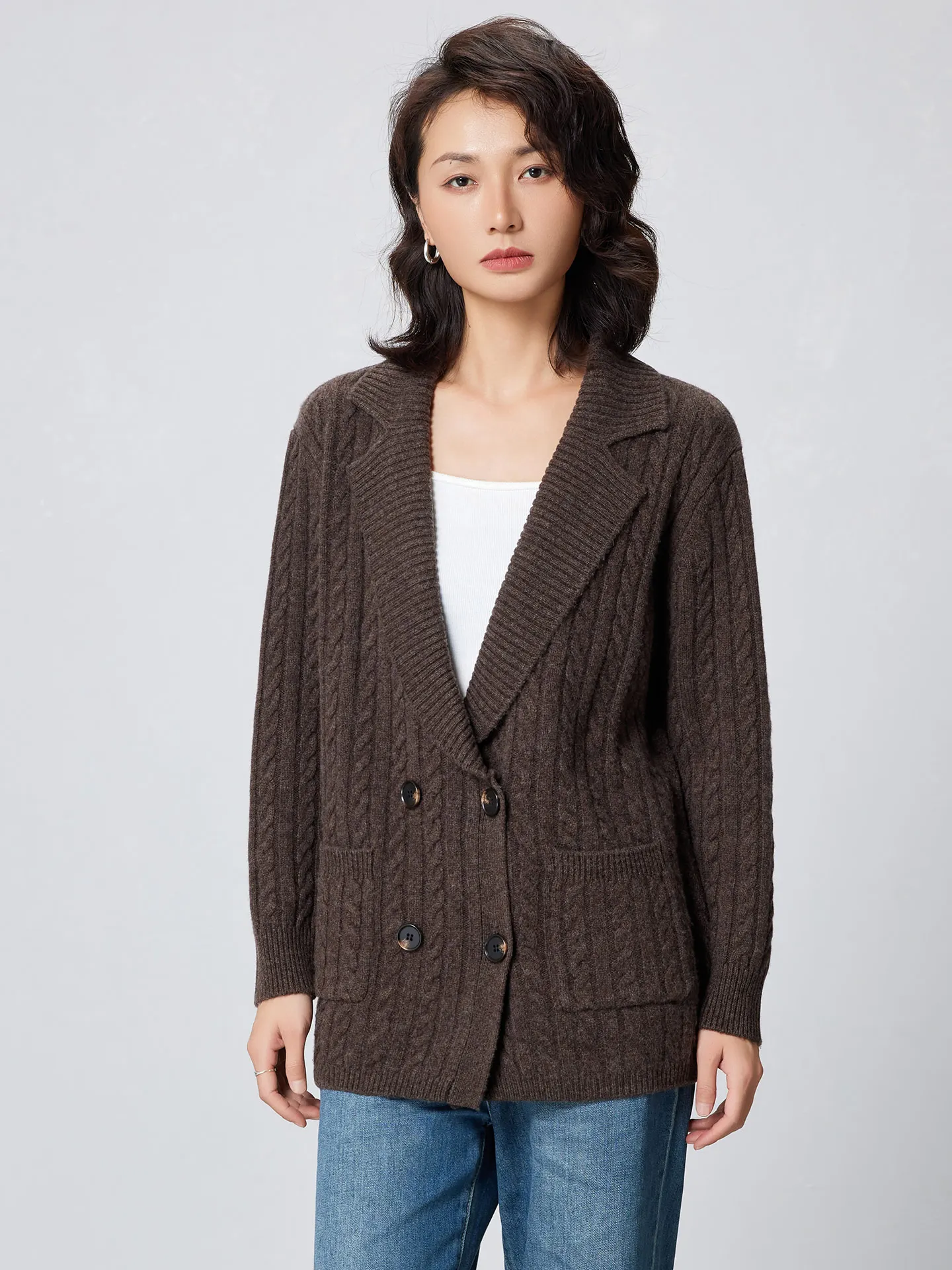 Elegant Fashion Women's 100% Merino Wool Sweater Thick Winter Knitted Cardigan Loose Lady Tops Long Sleeve Clothes New Outerwear