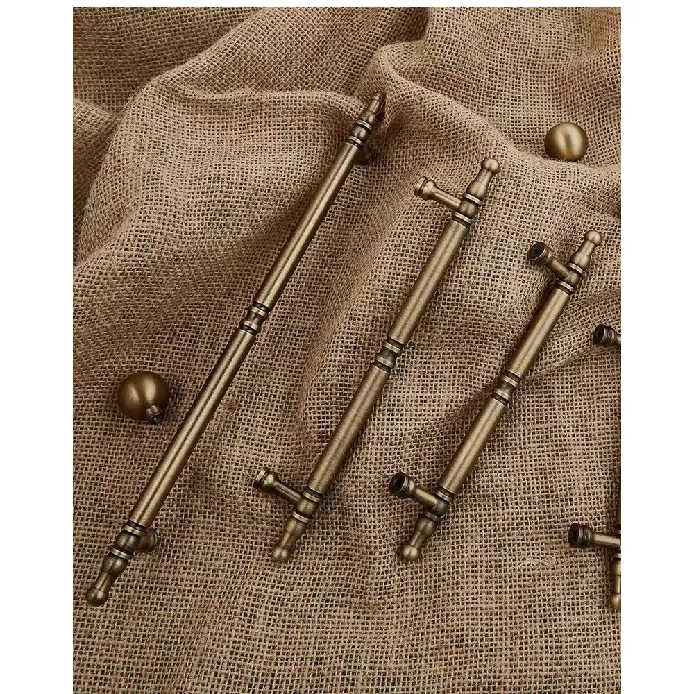 European Style Long Solid Antique Brass Wardrobe Handle Bronze Kitchen Cupboard Handles Cabinet Shoecase Pulls Hardware Bar