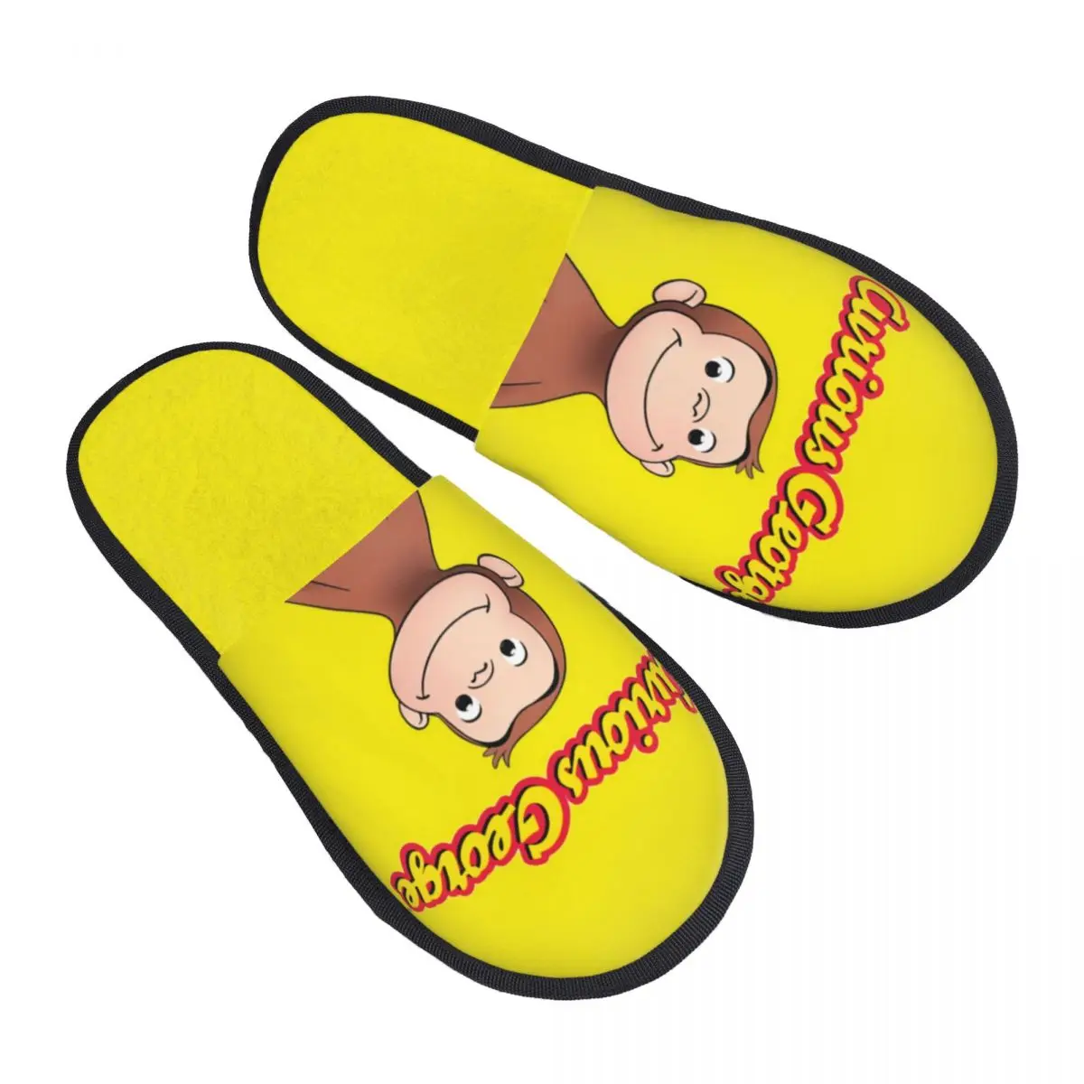 Curious George Guest Slippers for Bathroom Women Custom Print Monkey TV series House Slipper