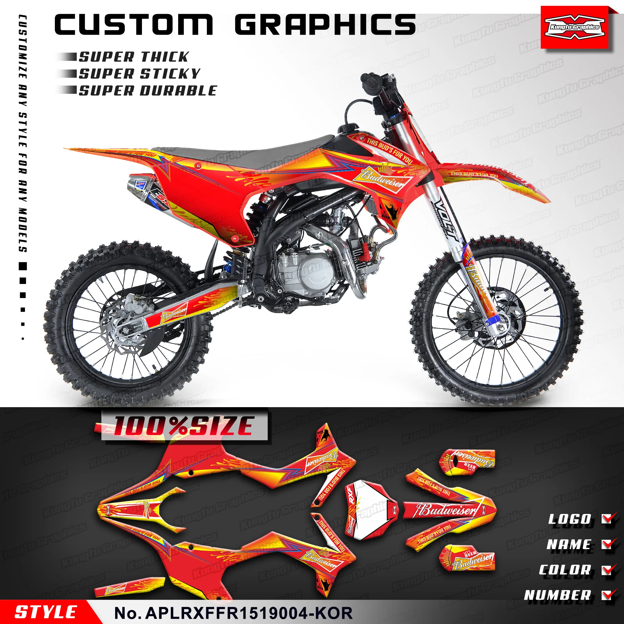 

KUNGFU GRAPHICS Racing Graphics Stickers Set for Apollo APOLLINO RXF Freeride 150 190, Parts, APLRXFFR1519004-KOR