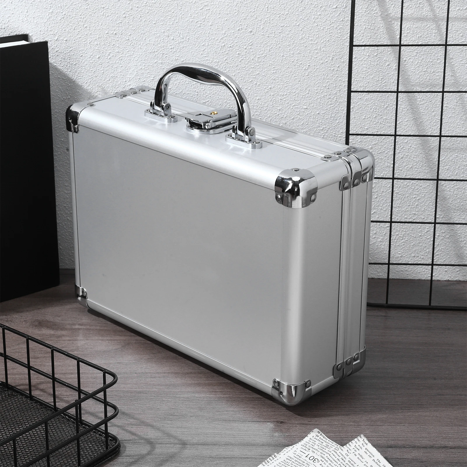 Aluminum Alloy Briefcase Hand Tool Case Password Lock Cotton DIY Small Portable Storage for Instruments Makeup Tools Metal Case