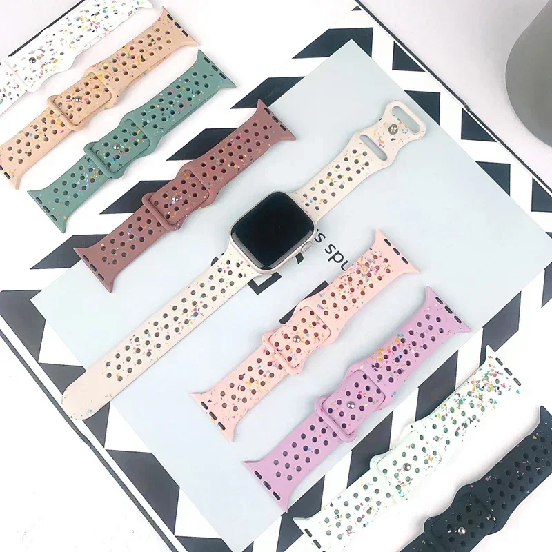 Sport Silicone Strap for Apple watch band 40mm 41mm 45mm 44mm 38mm 49mm Breathable bracelet iwatch Series 9 8 7 6 5 3 SE Ultra 2