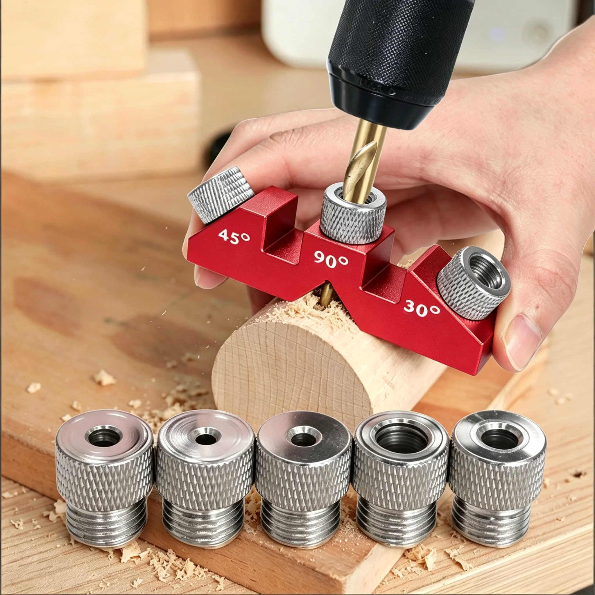 Aluminum Alloy 30/45/90° Multi Angle Drill Guide Jig, Woodworking Hole Positioner Locator, Portable Drilling Jig for Wood DIY