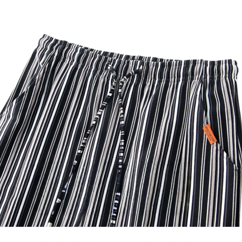 Pantaloni a righe in cotone da uomo nuovi con coulisse lounge pigiameria abbigliamento sportivo casual vestibilità rilassata comodi pantaloni del pigiama da esterno